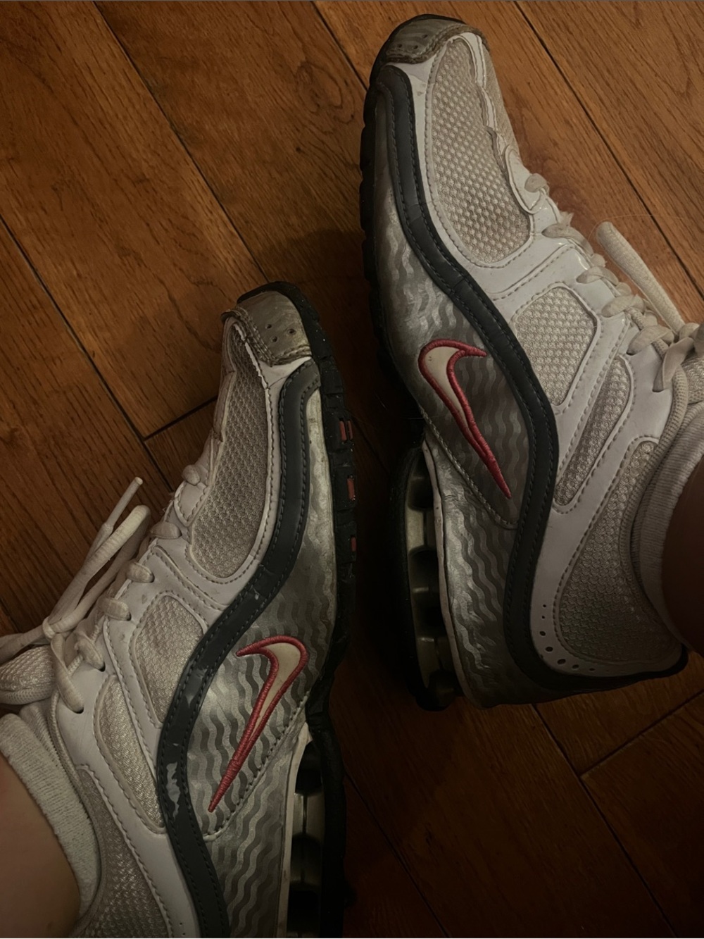 NikeWhite, Gray & pink Air-Style Sneakers
